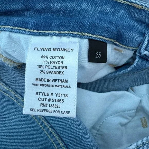 Flying Monkey Jeans - light wash straight legs with rips - Picture 6 of 7